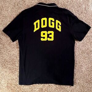 Dogg Supply by Snoop Dogg Mens Medium Black Button Up Shirt PJ Dogg 93 Graphic